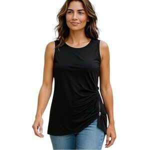 Jones New York | Black Side-zip Sleeveless Top